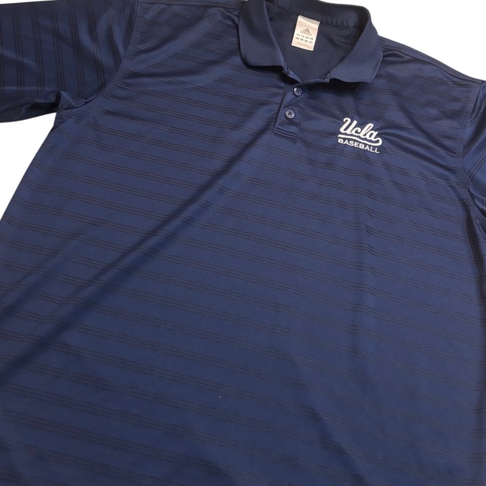 Adidas Polo Shirt Mens L Navy Blue Excellent UCLA Baseball Team Issued 525979 - Picture 2 of 10